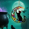 thumbnail image 5 of BNNG Black Cat Decor On White Moon Stained Glass Window Hanging Suncatcher for Windows Panels Sun Catcher Halloween Ornament Decoration Memorial Gift for Lover Cat, 6 inches, 5 of 8