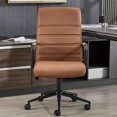 thumbnail image 6 of Office Desk Chair Leather, Conference Room Chairs with Wheels, Modern Executive Office Chairs Adjustable Height, Ergonomic Swivel Rolling Ribbed Computer Chair (Brown&Black), 6 of 14