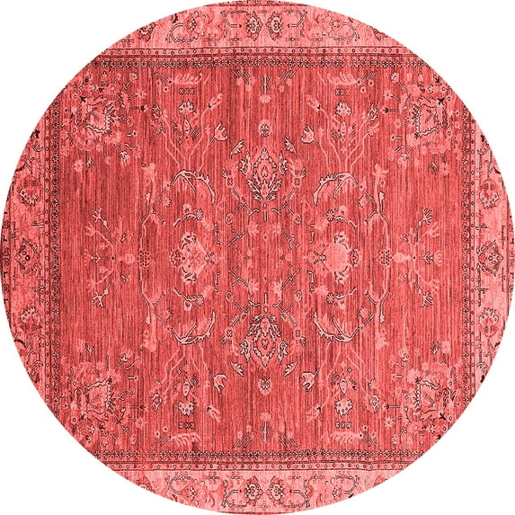 Ahgly Company Indoor Round Oriental Red Industrial Area Rugs, 6' Round