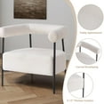 thumbnail image 3 of Pawverly Modern Boucle Accent Chair, Upholstered Curved Armchair with Soft Cushion and Black Metal Frame, Comfy Single Chair for Living Room, Bedroom, Office, Teddy White, 3 of 8