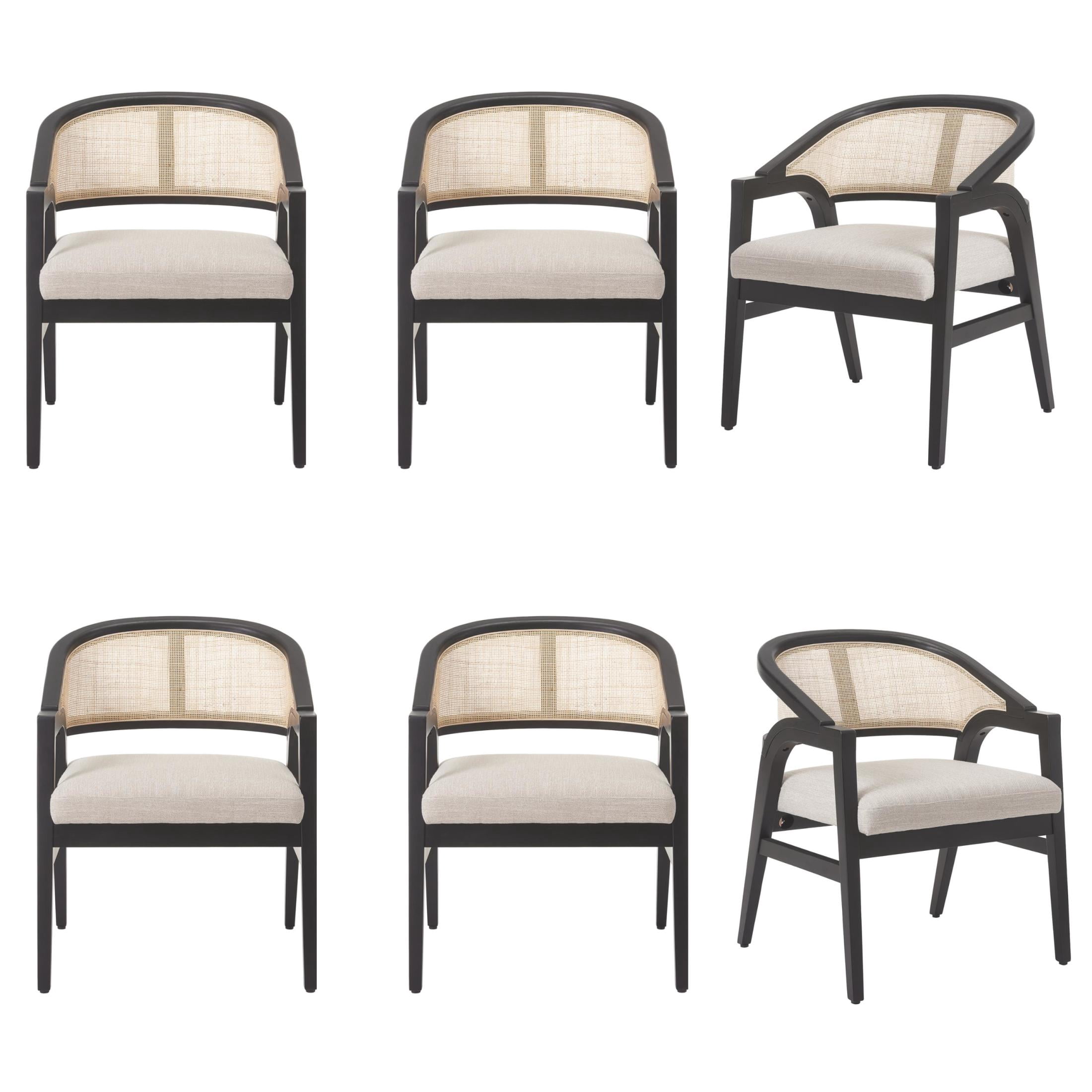Christopher Knight Home Modern Dining Arm Chairs with Cane Back, Wood Frame, Black, Set of 6