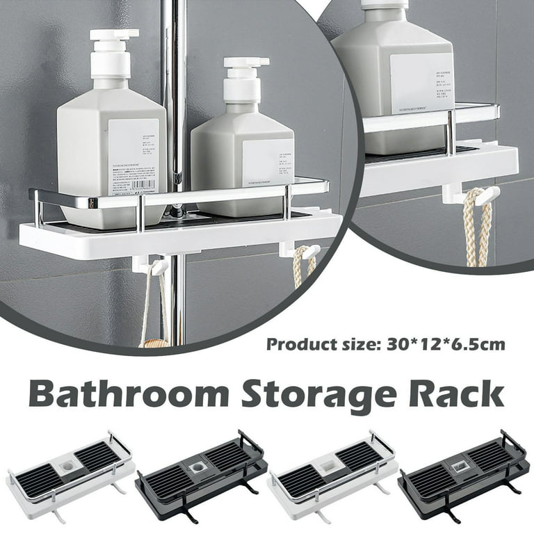 Hole-free multifunctional shelf Bathroom rack simple punch-free square  shower rod shower rod multi-functional shower