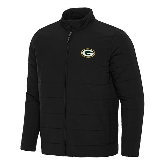 Men's Antigua Black Green Bay Packers Swelter Full-Zip Jacket