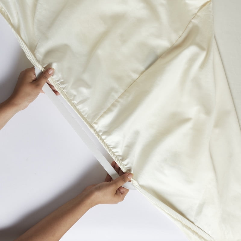 Superior Apus 100% Cotton 18" Deep Pocket Fitted Sheet, Queen, Ivory