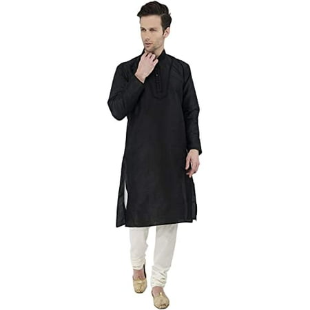 

Royal Kurta Mens Silk Blend Self Design Kurta Pyjama (40 Black)