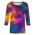 thumbnail image 5 of JTZGDY Womens 3/4 Sleeve Tops Dressy Casual Plus Size Teen Girls Cute Tie Dye Starry Sky Oversized Tunic Blouse Crewneck Basic Graphic T-Shirts Fashion 2025 Outfit Clothes Multicolor#15 XL, 5 of 6