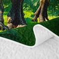 thumbnail image 5 of Homewish 3D Tyrannosaurus Rex Quilt King for Kids, Green Jungle Leaves King Coverlet Set, 3pcs, 1 Comforter and 2 Pillowcases, 5 of 7