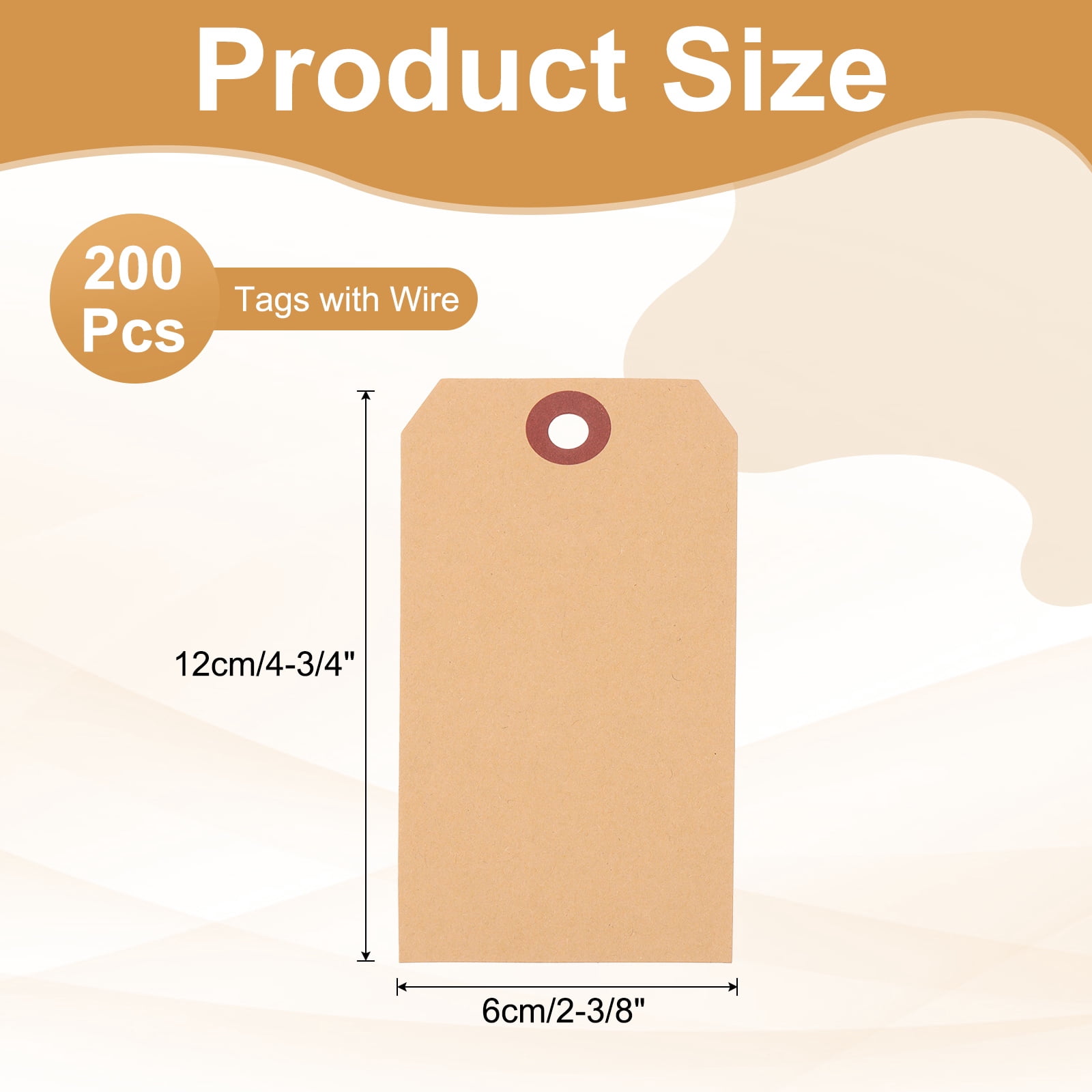 Uxcell Blank Shipping Tags Shipping Tags with Wire Manila Hang Label Tags with Reinforced Eyelet for Inventory Gift Label Brown 4-3/4"