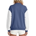 thumbnail image 4 of Auralook Women’s Color‑Block Raglan Sleeve Baseball Jacket Crew Neck Button Casual Outerwear with Side Pockets, 4 of 6