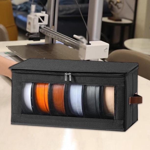 Caja de almacenamiento para filamentos de impresión 3D, a prueba de polvo, organizador doméstico con capacidad para 6 rollos, portátil, con asa y