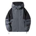thumbnail image 2 of Maoxin Mens Jacket Men's Casual Loose Fitting Long Sleeved Zippered Hooded Jacket Jacket Coats , Dark Gray , 2XL, 2 of 5