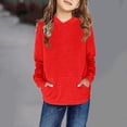 thumbnail image 2 of Atogsazn Toddler Hooded Sweatshirt Clearance Kids Boys Girls Toddlers Hoodie Long Sleeve Sweatshirt Pullover Casual Pocket Top Teen Girl Clothes 7-8 Years Red, 2 of 4