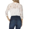 thumbnail image 3 of Women's Casual Lace Bolero Crochet Open Cardigan 3/4 Sleeve Sheer Cover Up Jacket, 3 of 6