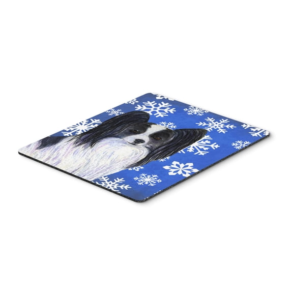 "Papillon Winter Snowflakes Holiday Mouse Pad Hot Pad or Trivet"