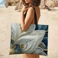 thumbnail image 5 of Intricate Blue White Floral Design Art Picnic Blanket Waterproof Outdoor Beach Blanket Hand-held Pad Suitable for Travel, Camping, Beach, Family Gatherings, 5 of 8