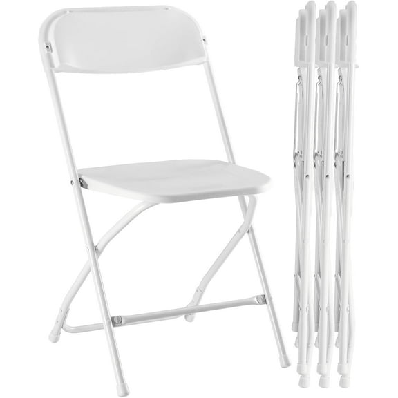 Wangbujianwang 4 Pack White Folding Chairs, Portable Party Chairs, Plastic Folding Chair,Stackable Commercial Seats with Steel Frame for Office Wedding Party Patio Dinning Events, 350lbs Capacity