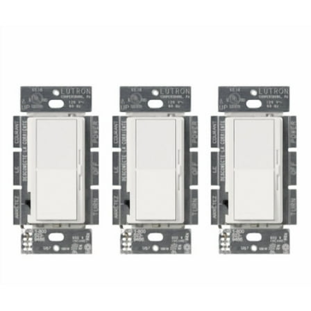 Lutron DVCL-153P-WH-3 Diva 3-Pack 3-Switch 150-Watt 3-Way Double Pole White Indoor Slide Dimmers