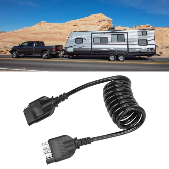 5-Way Male And Female Trailer Wire Connector 5 Ft Vehicle-Side And Trailer-Side 5-Pin Flat Wiring Harness Connector Plug Extension Cable Wire Socket Male