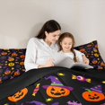 thumbnail image 4 of Feelyou Halloween Witch Hat Pumpkin Twin Bedding, Spooky Spider Bat Bedding Comforter Set, Black, Black Reversible, 7pcs, 4 of 7