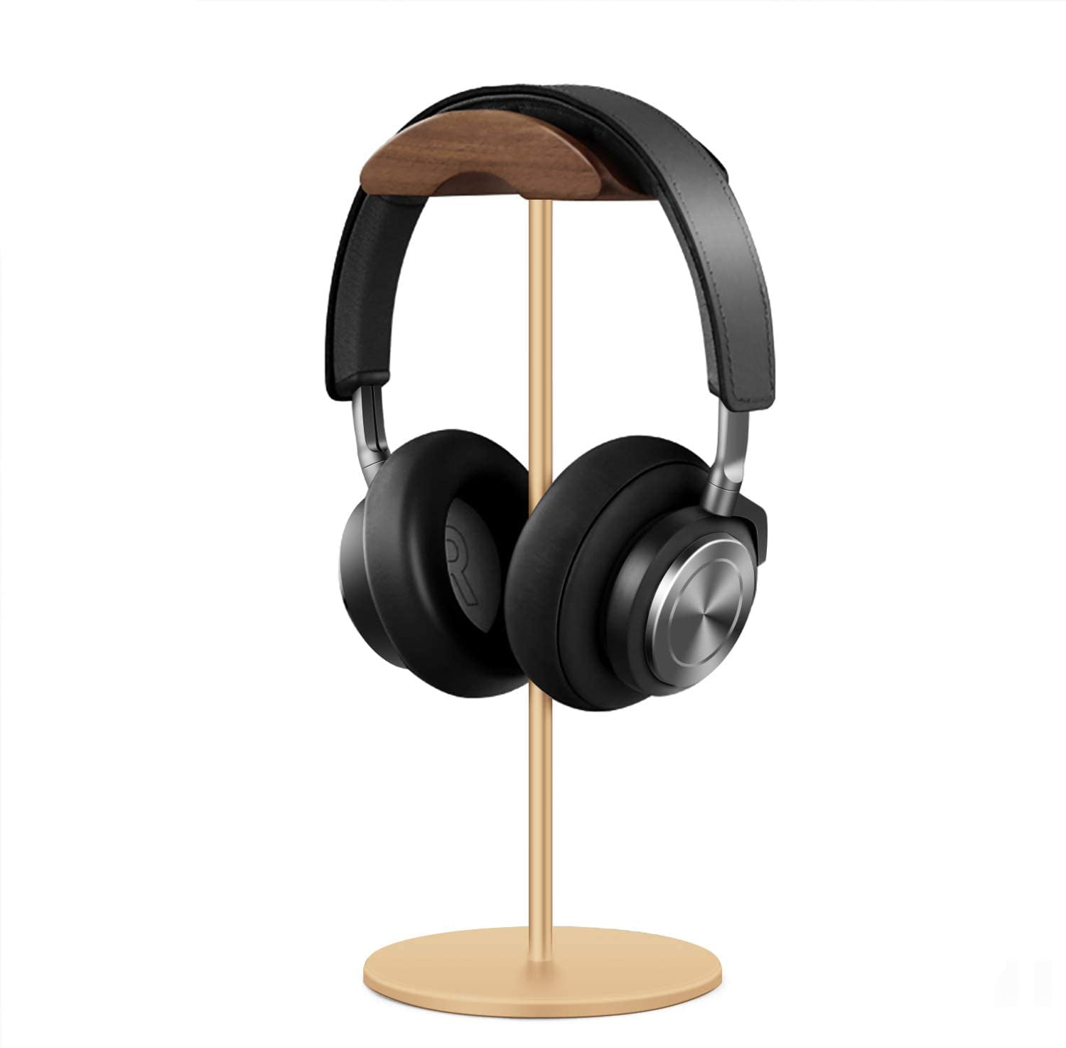 Headphone Stand, Walnut Wood & Aluminum Headset Stand, Nature Walnut
