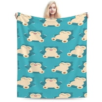 Snorlax Cartoon Throw Blanket, Super Soft Cozy Flannel Fleece Picnic Blanket for Boys Girls Adults, Warm Plush Blankets for Couch Sofa Bed Living Room