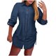 thumbnail image 2 of mfyjkho Vestidos para mujer, Vestido informal liso de manga larga con cuello vuelto y botones en ambos lados para mujer Vestidos de playa para mujer l, 2 of 6