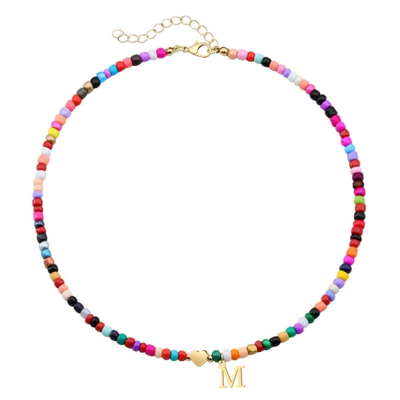 SUONIE Colorful Initial Necklaces for Women Gifts Trendy Beaded Initial Necklace Dainty Letter Gifts Choker Necklace for Jewelry