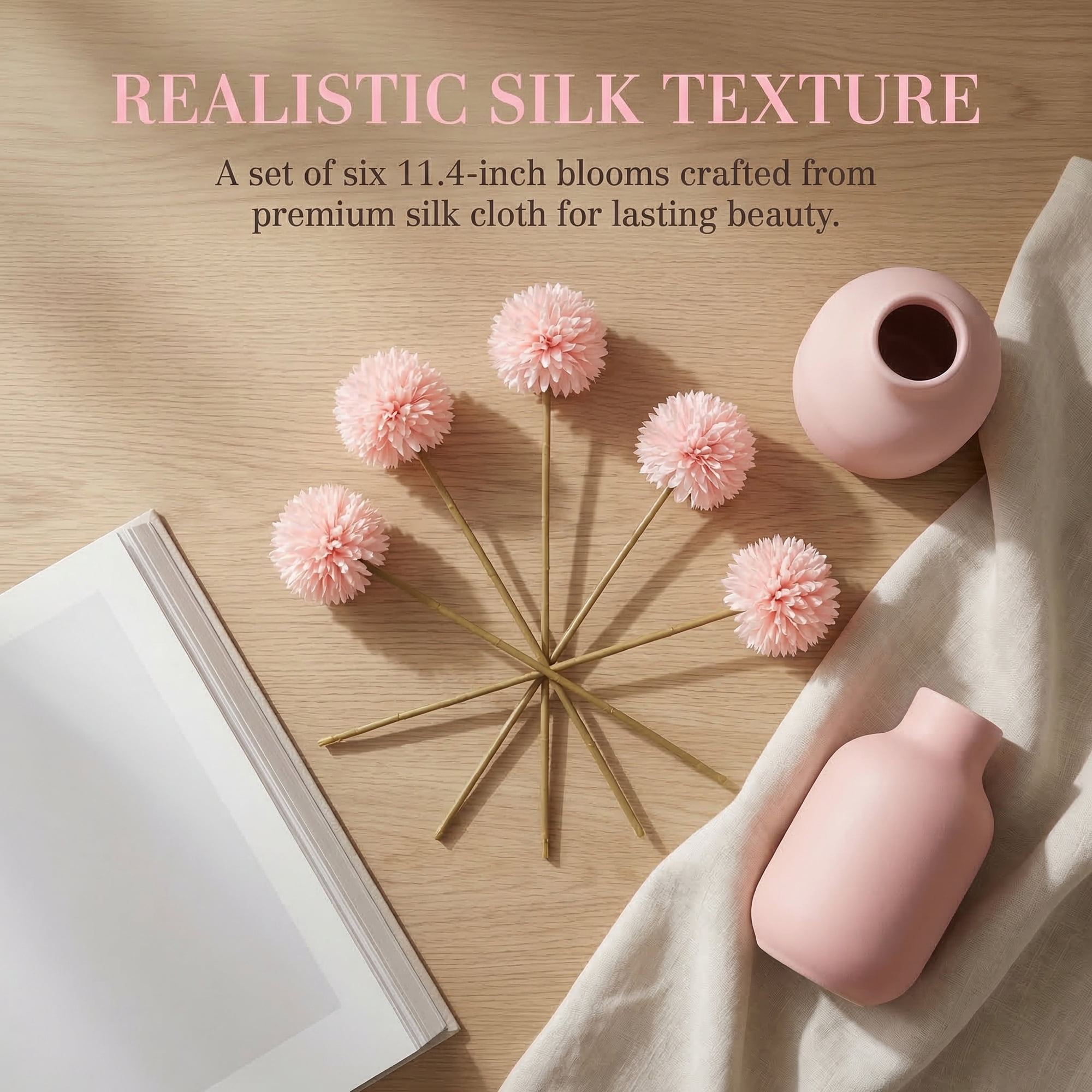 Unique Bargains 12Pcs Artificial Dandelion Flower Silk Bouquets Dark Light Pink 11.4in