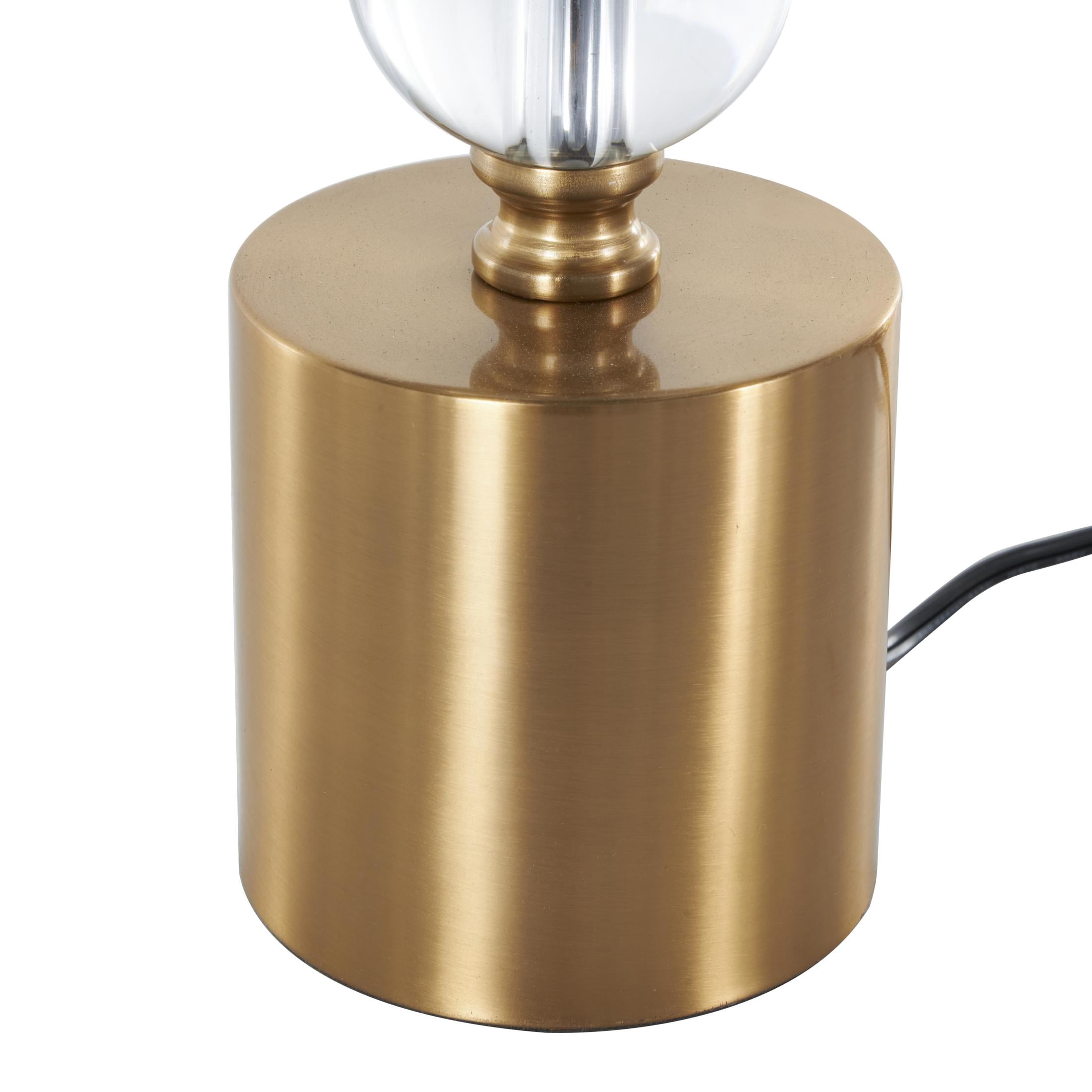 DecMode 25" Stacked Orbs Clear Table Lamp with White Linen Shade