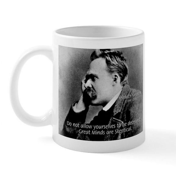CafePress - Friedrich Nietzsche Skeptical Mug - 11 oz Ceramic Mug - Novelty Coffee Tea Cup