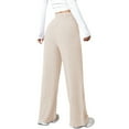 thumbnail image 4 of ManxiVoo Women's Autumn Winter Casual Pants with Side Pockets Comfort Stretch Trousers L Size Beige, 4 of 4