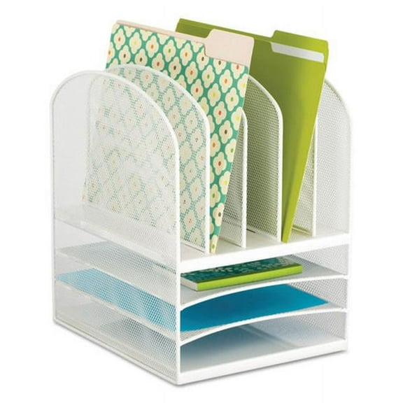 SAF Onyx Mesh Desk Organizer, White