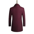 thumbnail image 3 of Niuer Men's Pea Coat Lapel Trench Coats Long Sleeve Jacket Mid Length Overcoats Solid Color Outwear Wine Red 4XL, 3 of 3