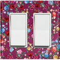 thumbnail image 1 of Metal Light Switch Plate Outlet Cover Colorful Floral Garden Wallpaper Purple ROS037, 1 of 13