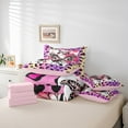 thumbnail image 6 of Manfei Chic Moth Butterfly 7 Pieces Bedding Comforter Set,Purple Leopard Print Full Bedding Set,Pink Splatter Ink Fitted Sheet Flat Sheet For Girl Kids,Ultra Soft Home Decor Reversible, 6 of 8