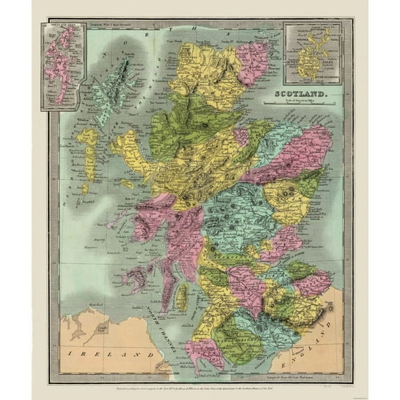 Historic Map - Scotland - Illman 1834 - 23 x 27.31 - Vintage Wall Art