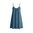 thumbnail image 6 of PRINxy Women's Spaghetti Strap U Neck Crinkled Cotton Linen Dress Adjustable Straps Loose Casual Short Dress for Summer Beach Vacation Navy M, 6 of 8