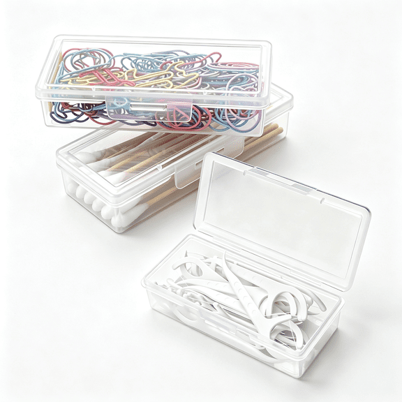 ACDANC Cotton Swab Holder Travel Portable Dental Floss Case Clear Plastic Cotton Pad Organizer Small Floss Picks Storage Container Dustproof Lid Toothpicks Makeup Sponges Hair Ties