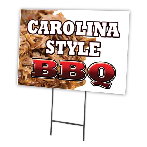 CAROLINA STYLE BBQ 12"x16" Yard Sign & Stake | Advertise Your Business | Stake Included Image On Front Only | Made in The USA