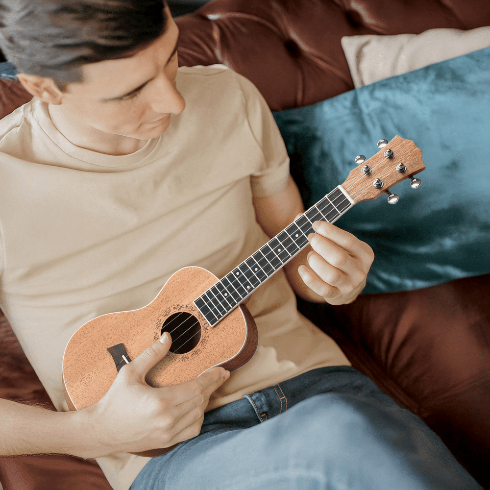 Tcbosik 23 inch Ukulele for Beginners Adults, 4 Strings Starter Kit with Bag, Capo. Strap, Pick, Wrench Tool and Dust Cloth, Natural