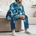 thumbnail image 7 of Picia Abstract Blue Skull Pattern Men’s Long-Sleeve Sleepwear Set - Soft 2-Piece Loungewear with Pockets, Comfy PJs for Relaxing Nights-Large, 7 of 7