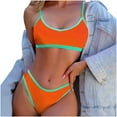 thumbnail image 3 of Feancey Womens High Waisted Bikini Sets Color Block Swimsuit 2 Piece High Cut Bathing Suits Tummy Control Beach Swimsuits for Teen Girls Cheeky Spring Sale 2025 Orange S, 3 of 4