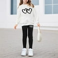 thumbnail image 2 of Wxirdiow Kids Spring Clothes Toddler Kid Girl Clothes Heart Graphic Pullover Sweatshirt + Leggings 2PC Girls Fall Winter Pant Set White Size,4-5 Years, 2 of 3