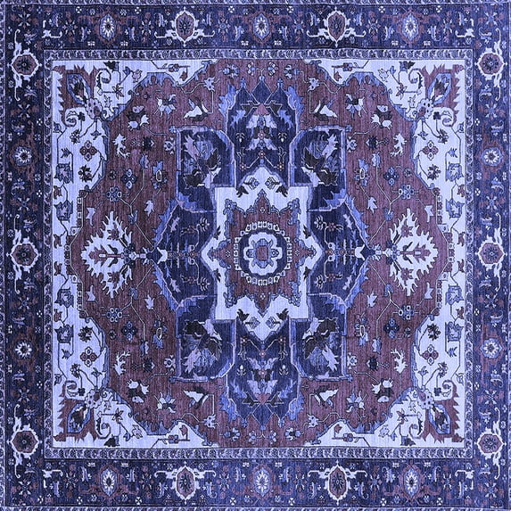 Ahgly Company Indoor Square Oriental Blue Industrial Area Rugs, 6' Square