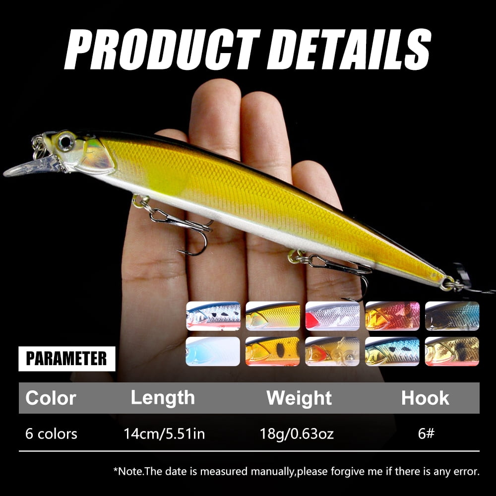 HENGJIA Fishing Lures Large Hard Bait Minnow VIB Lure with Treble Hook Life-Like Swimbait Fishing Bait Popper Crankbait Sinking Lure for Trout Bass Walleye Redfish
