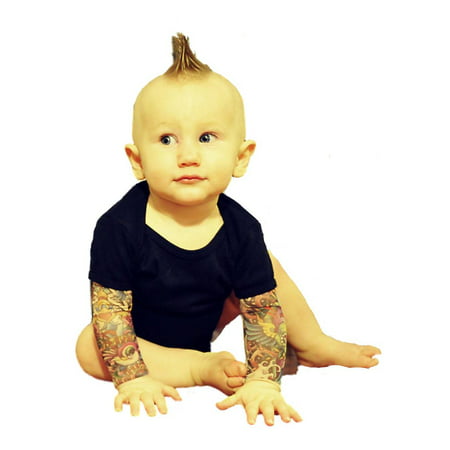 Wild Rose Baby Tattoo Sleeve Shirt Boy Black Bodysuit, SALVATION Mom Dad