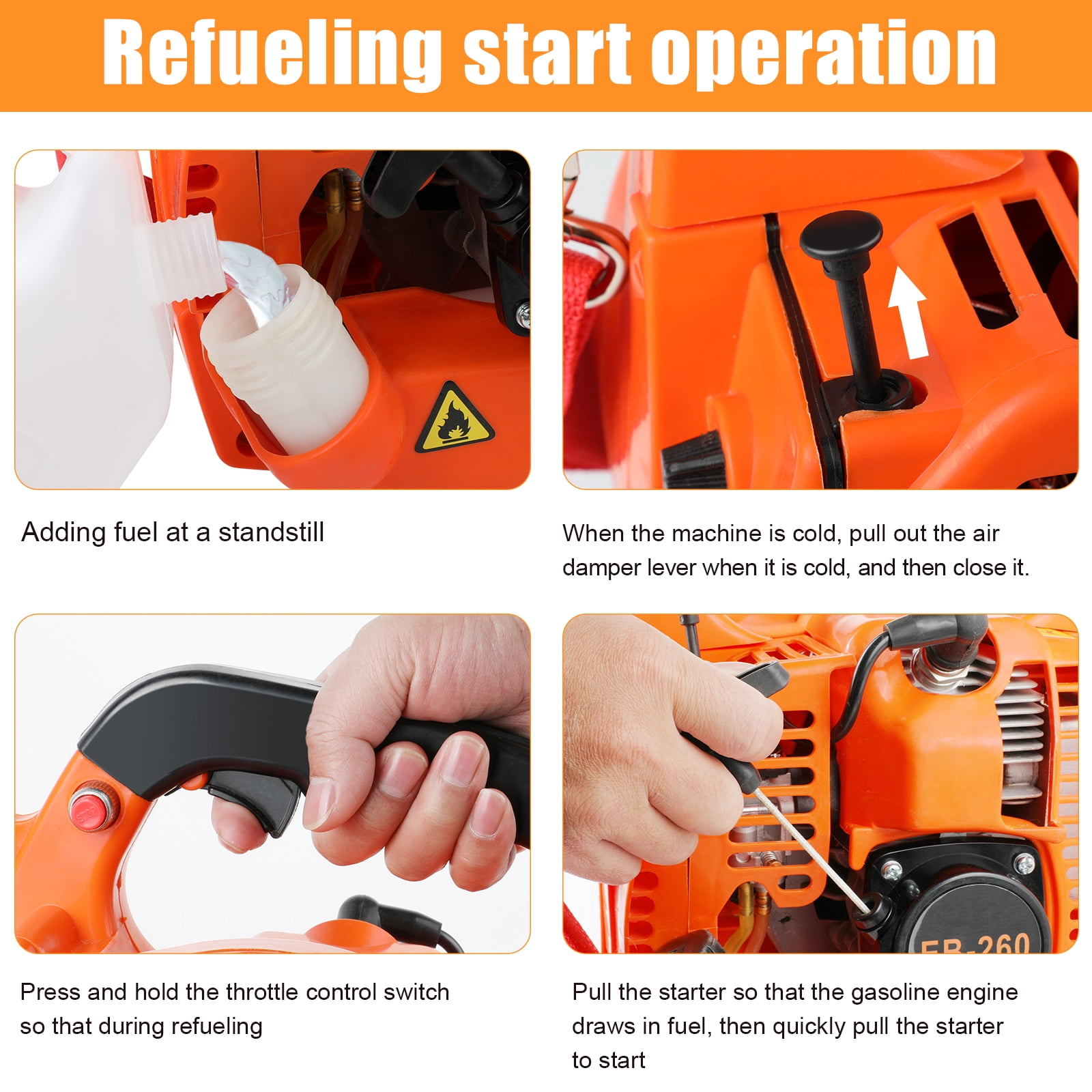 Gas Leaf Blowers Handheld, 26CC 2 Stroke Leaf Blower Gas,180 MPH,400 CFM, Gas Powered Blowers,for Lawn Care, Yard Debris & Light Snow