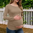 thumbnail image 4 of ShiShine Maternity's Shirt Long Sleeve Basic Top Ruch Sides Bodycon Tshirt for Pregnant Women, 4 of 7