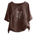 thumbnail image 1 of Blouses pour Femmes T-shirt Imprimé Manches Courtes Blouse Col Rond Hauts Décontractés, 1 of 1