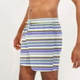 thumbnail image 4 of LYEAA Men's Swim Board Shorts Elastic Waist Summer Beach Big Swimming Trunks Stripe Drawstring Surf Shorts Casual Loose Sports Trendy Comfort Swimsuit Bathing Suit with Pockets Blue L, 4 of 5